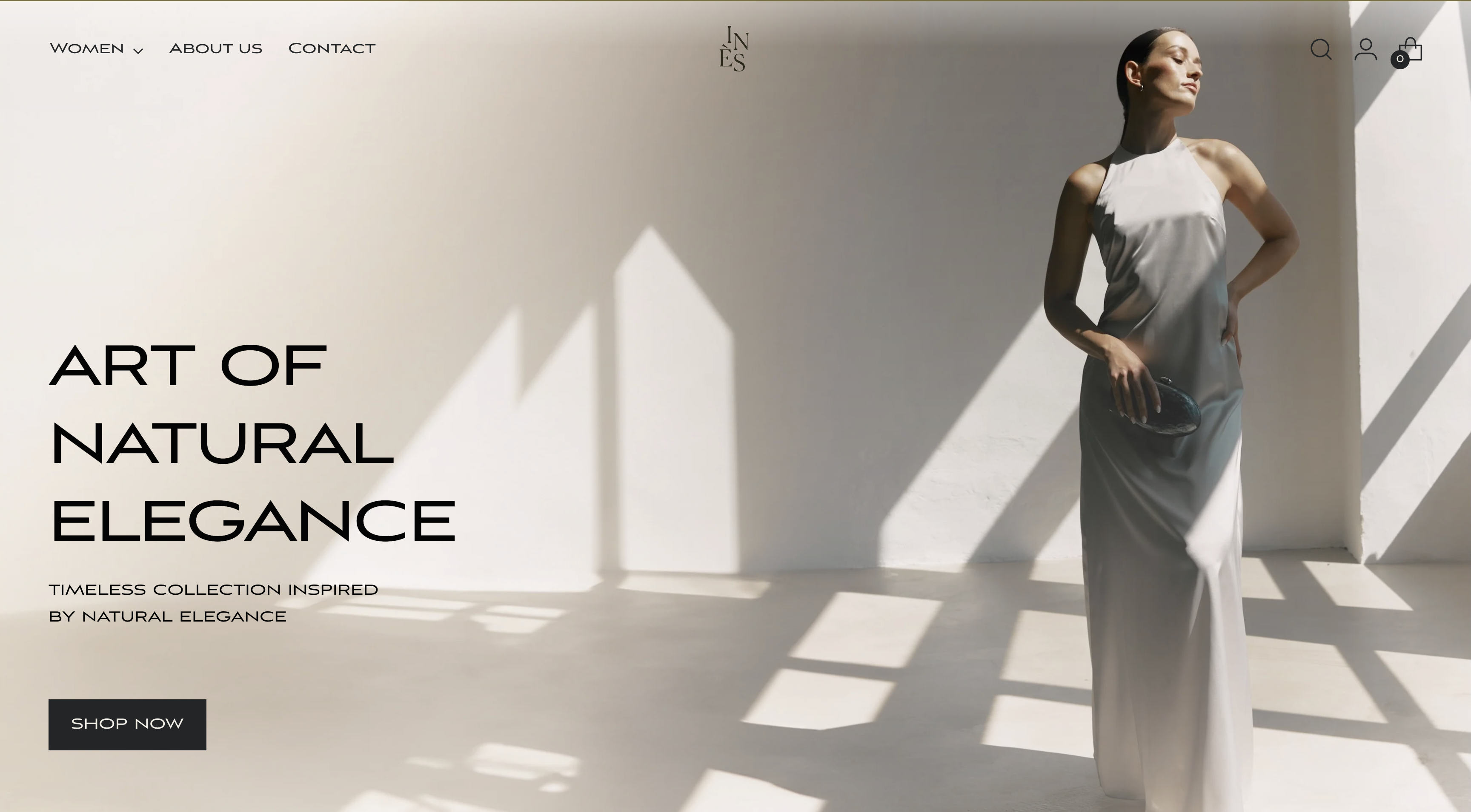 Ines Store natural elegance commerce homepage